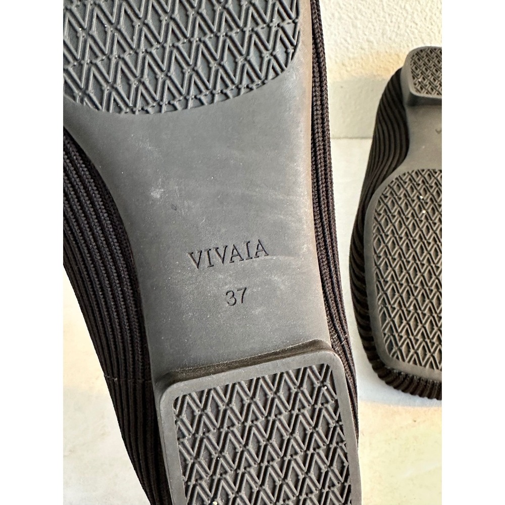 VIVAIA Margot 2.0 V Cut Ballet Flats Size 37 US 6.5 Black Square Toe Ribbed Knit - Picture 8 of 8